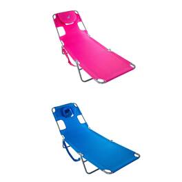 Ostrich - Chaise Lounge Folding Sunbathing Poolside and Beach Chair, Pink & Blue