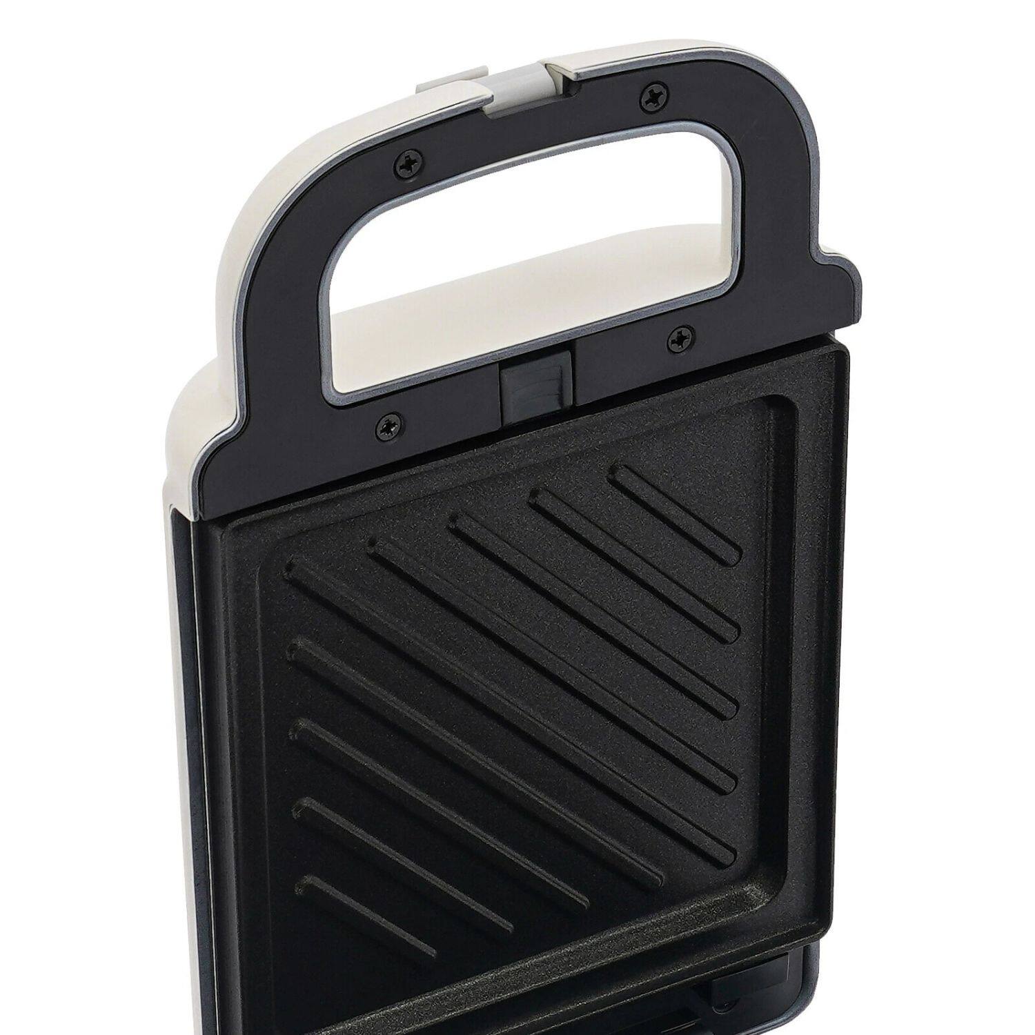Alt View 4. Home Collection - Portable Sandwich Maker Breakfast Machine – Compact Non-Stick Sandwich Press - Black / White.