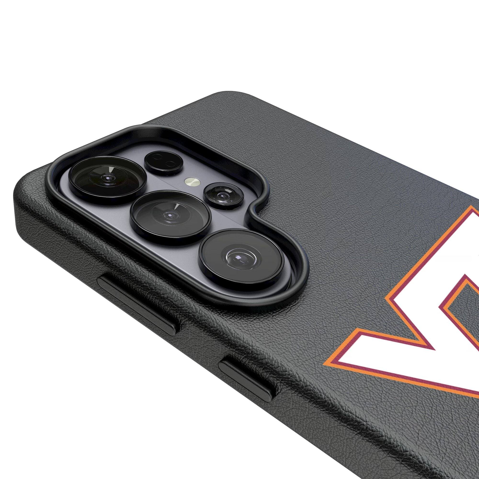 Alt View 2. Keyscaper - Virginia Tech Hokies Text Backdrop Galaxy Magnetic Bump Case - S25 Ultra - Black.