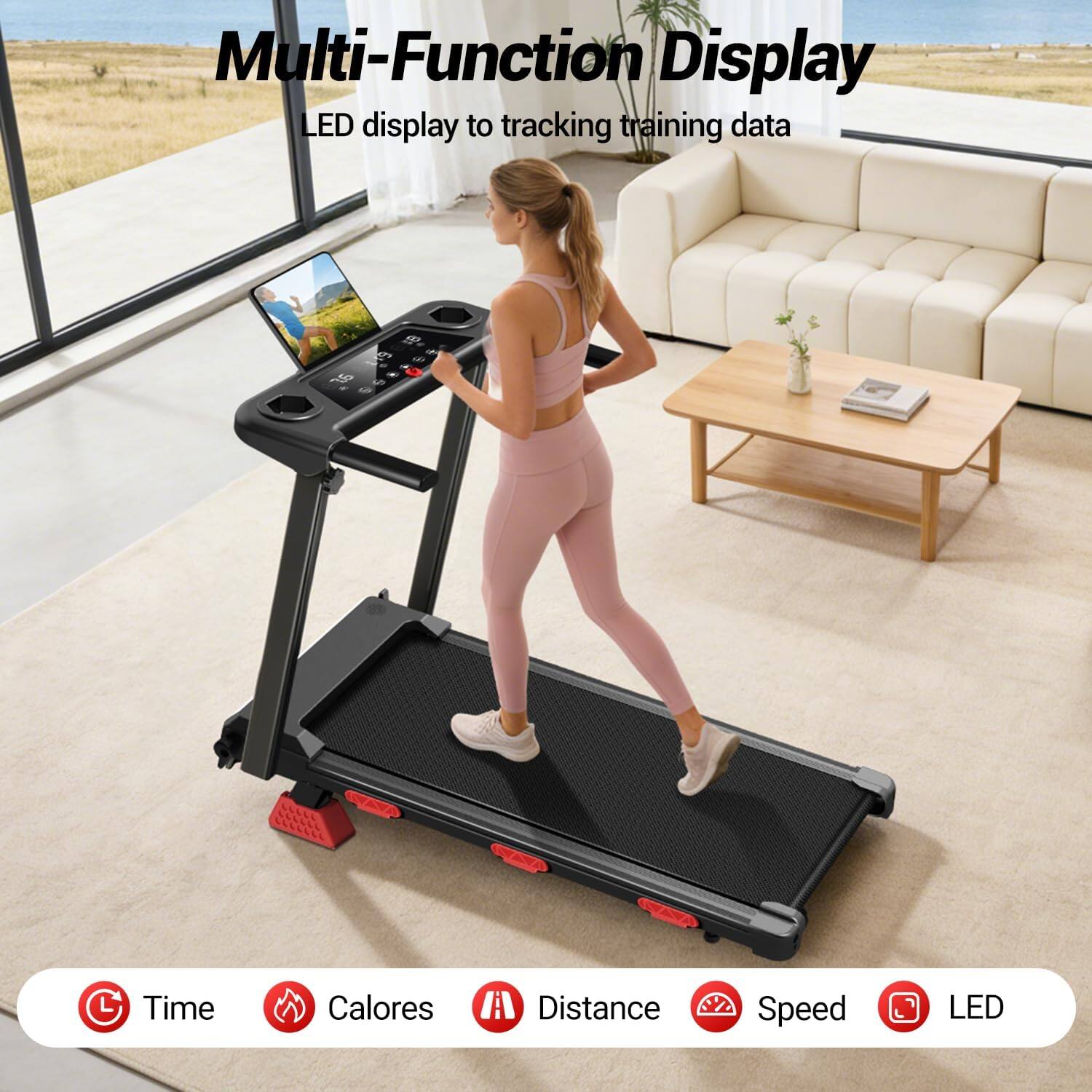 Multi-Function Display  
LED display to track training data  

- Time  
- Calories  
- Distance  
- Speed  
- LED