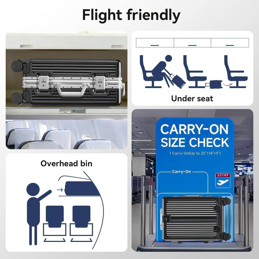 Flight friendly

Under seat

Overhead bin

CARRY-ON SIZE CHECK

1 Carry-On (Up to 22"x14"x9")

22 Carry-On

22149