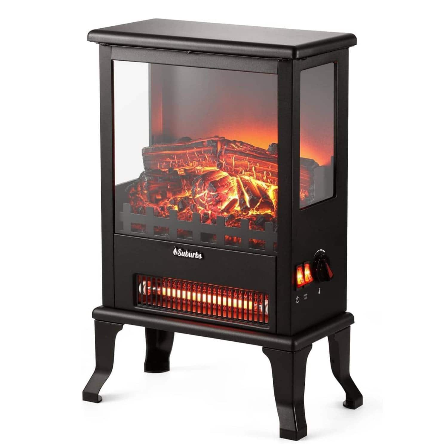 Acekool - 17 Inch Freestanding Electric Fireplace Stove for Living Room Bedroom Decor, Black