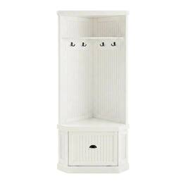 FurniFact - Distressed Hall Tree with Anti-Tip Hardware and Storage Space - White