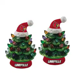 Evergreen Enterprises - Louisville Cardinals 2-Pack 4" Ceramic LED Christmas Tree Set - Multicolor