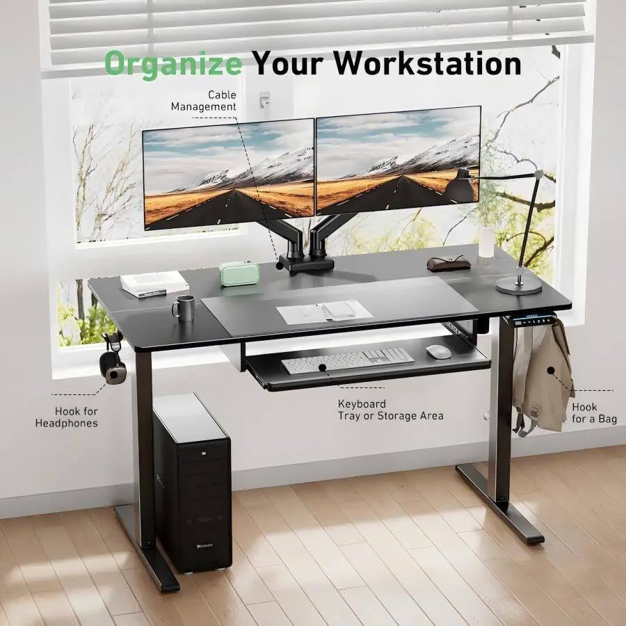 Organize Your Workstation  
Cable Management  
Hook for Headphones  
Keyboard Tray or Storage Area  
Hook for a Bag