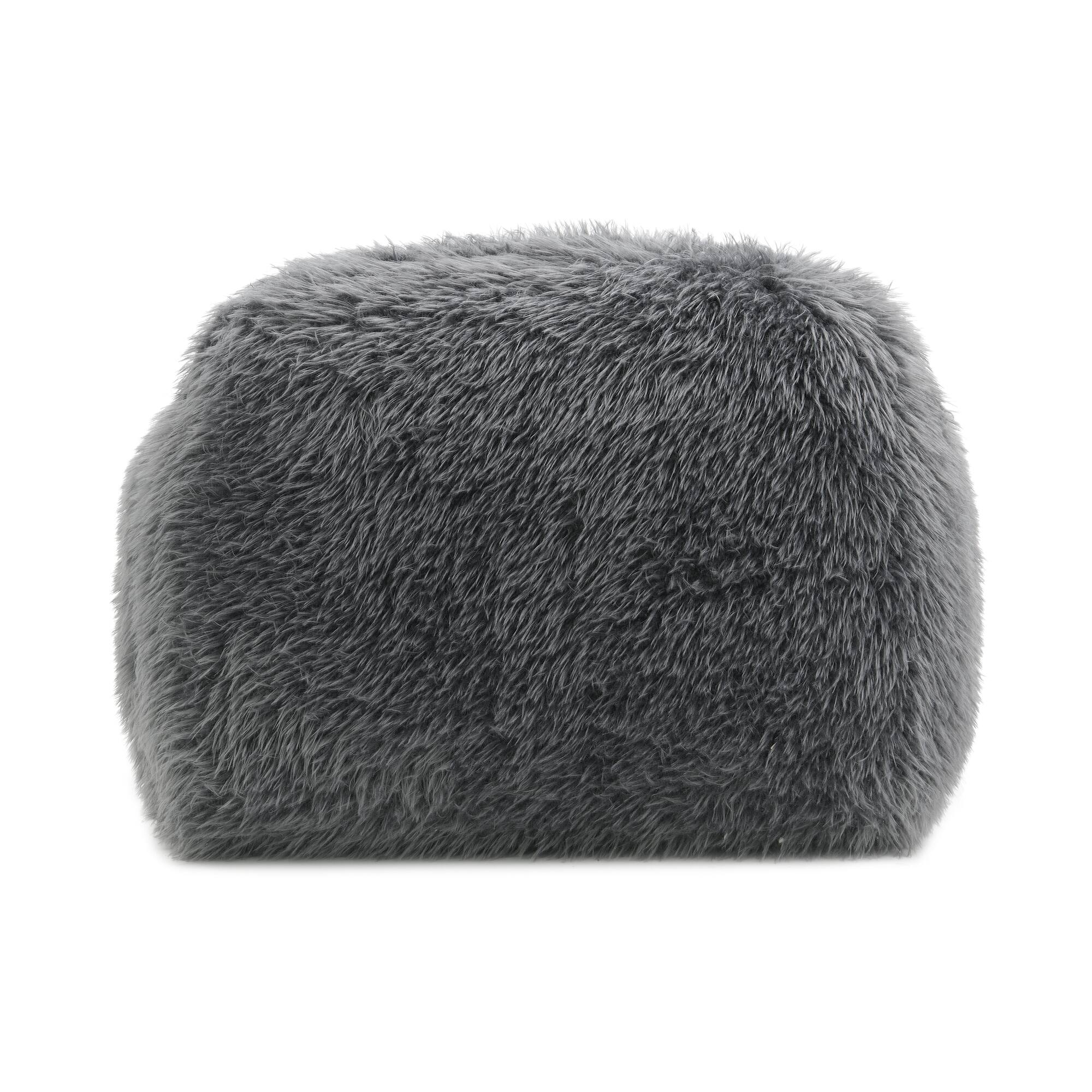 Alt View 4. Vaczon - Plush Faux Fur 360° Swivel Chair with Long Pile Soft Ball Pillows – Cozy Accent Chair for Living Room Lounge - Dark Gray.