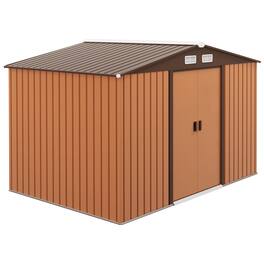 Outsunny - 9' x 6' Outdoor Storage Shed, Garden Tool Metal Shed with Foundation Kit, Double Lockable Door