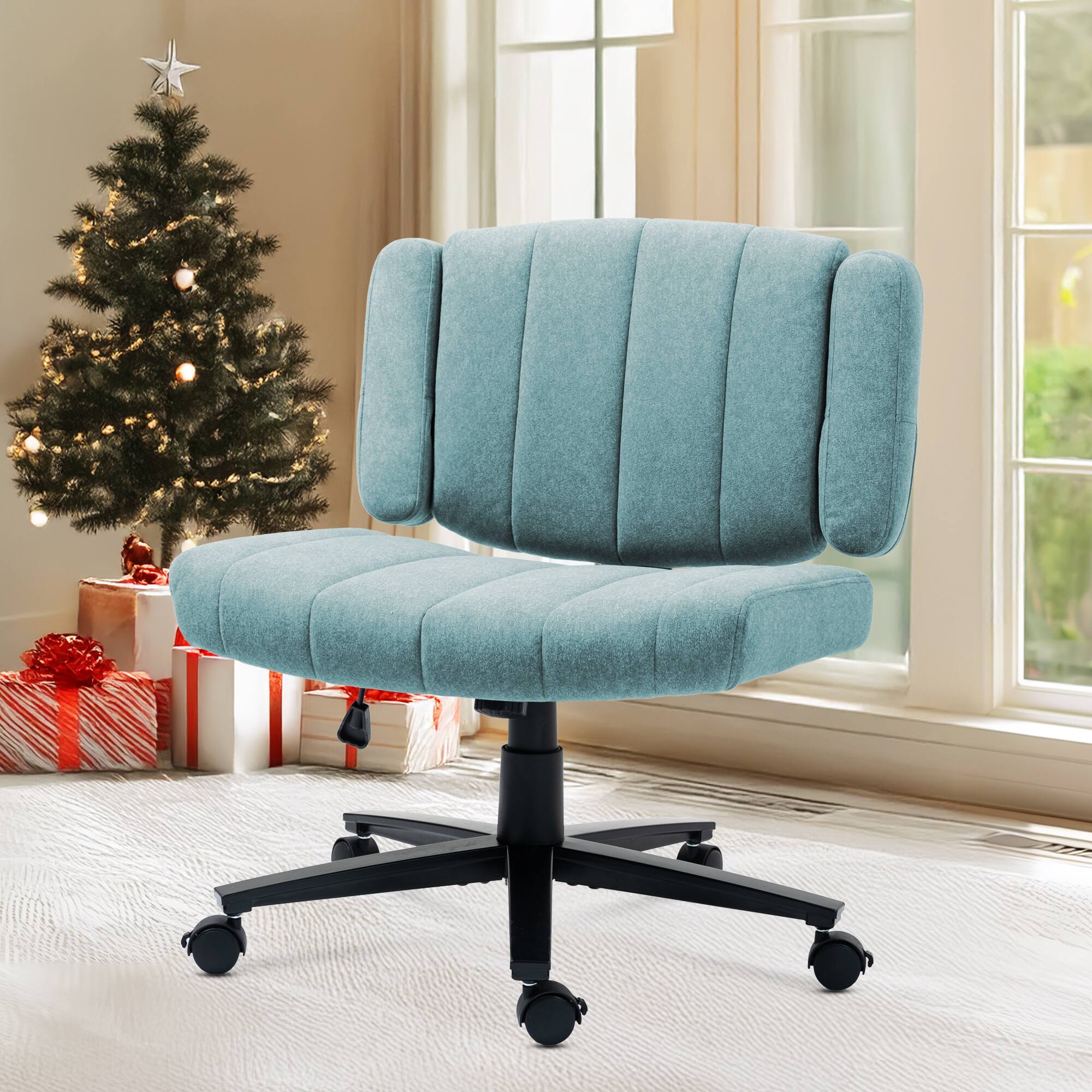 Angle. Forest'nSky - Vigosit Fabric Swivel Desk Chair with Adjustable Height for Home Office & Gaming, Blue - Blue.
