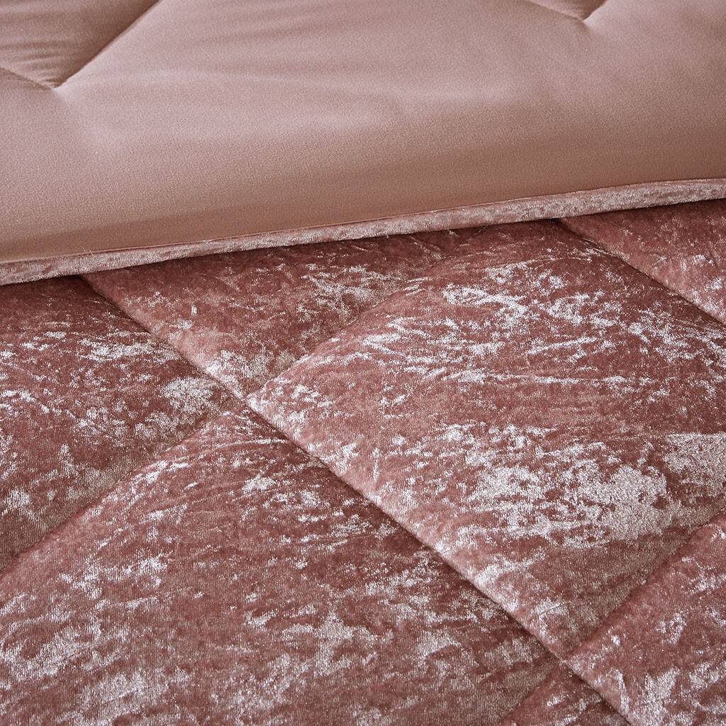 Alt View 5. Gracie Mills - Gracie Mills Andrea Velvet Comforter Set with Throw Pillow - Blush.