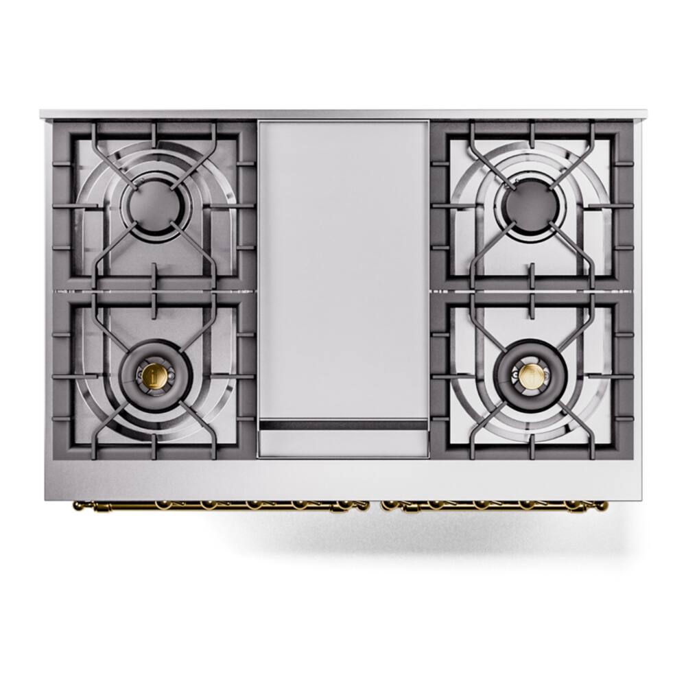 Alt View 10. ILVE - ILVE Nostalgie II 40 inch Dual Fuel Range with Double Ovens, 6 Burners and Griddle (Glossy Black, Brass) - Glossy Black.