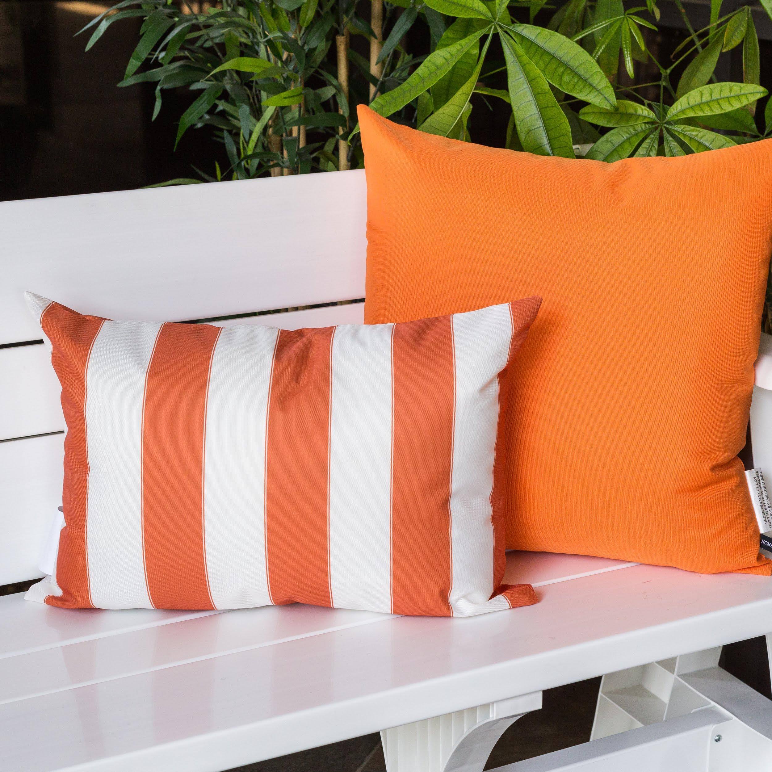 Left. TinyHomie - Horizon Stripe Pillow 14x20 Outdoor Indoor - Orange.