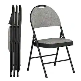 Sudden Comfort - Set of 4 Double Padded Steel High Back Folding Chairs - Black/Grey
