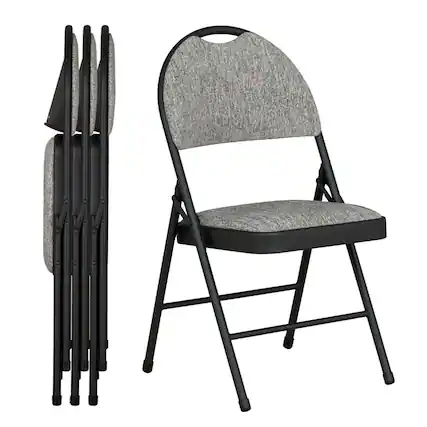 Front. Sudden Comfort - Sudden Comfort Set of 4 Double Padded Steel High Back Folding Chairs, Black/Grey - Black/Grey.