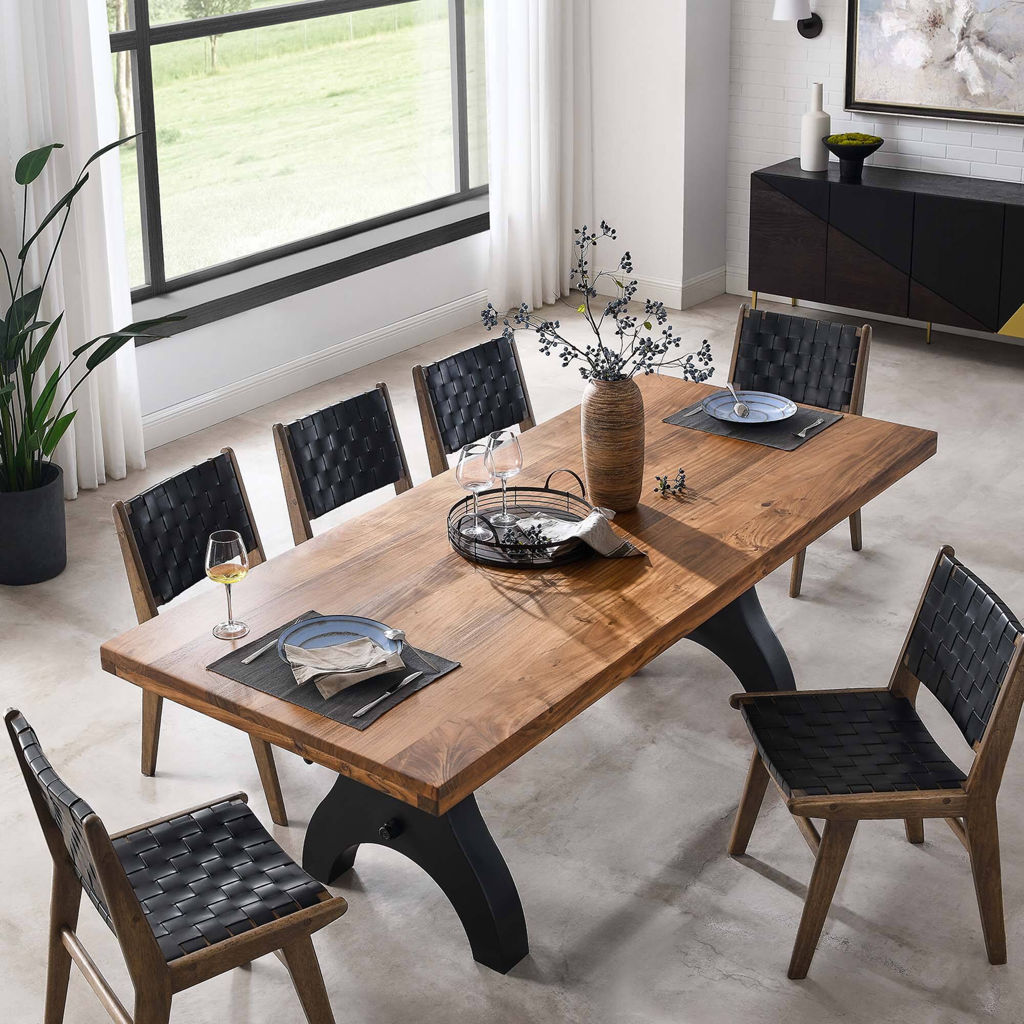 Alt View 8. Modway - Genuine 96" Crank Adjustable Height Dining and Conference Table by Modway - Black Natural.