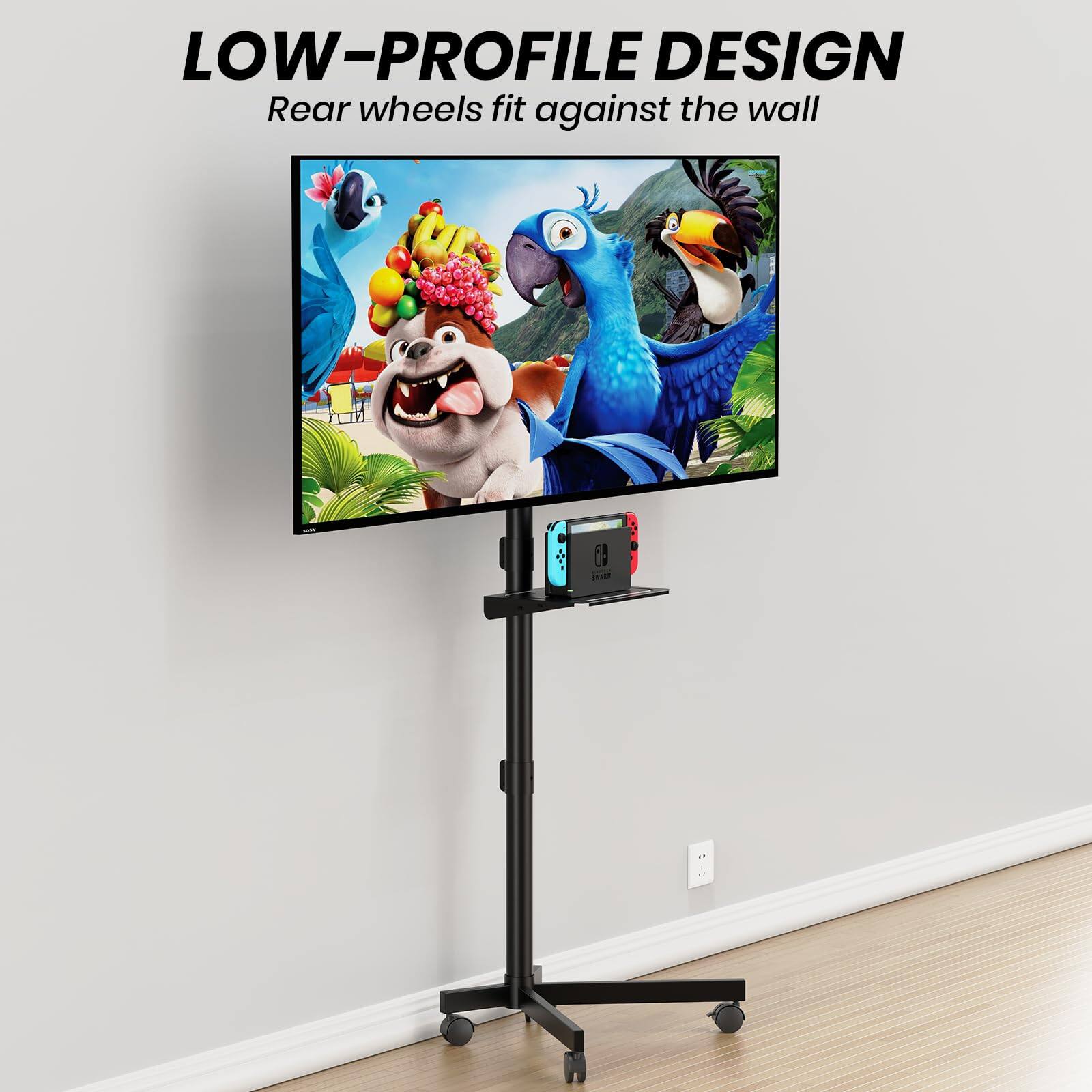 LOW-PROFILE DESIGN  
Rear wheels fit against the wall