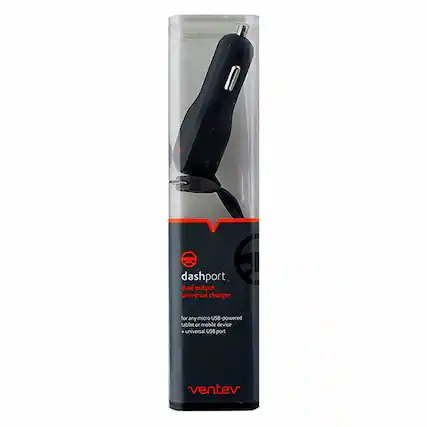 dashport dual output universal charger
for any micro USB-powered tablet or mobile device + universal USB port
ventev
