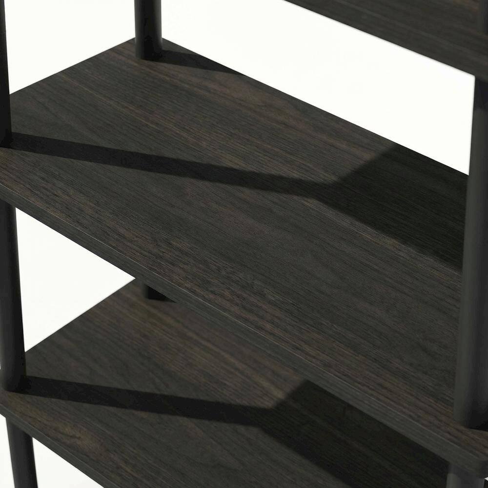 Alt View 1. FurniFact - Wood bookcase with sleek design - Espresso/Black.