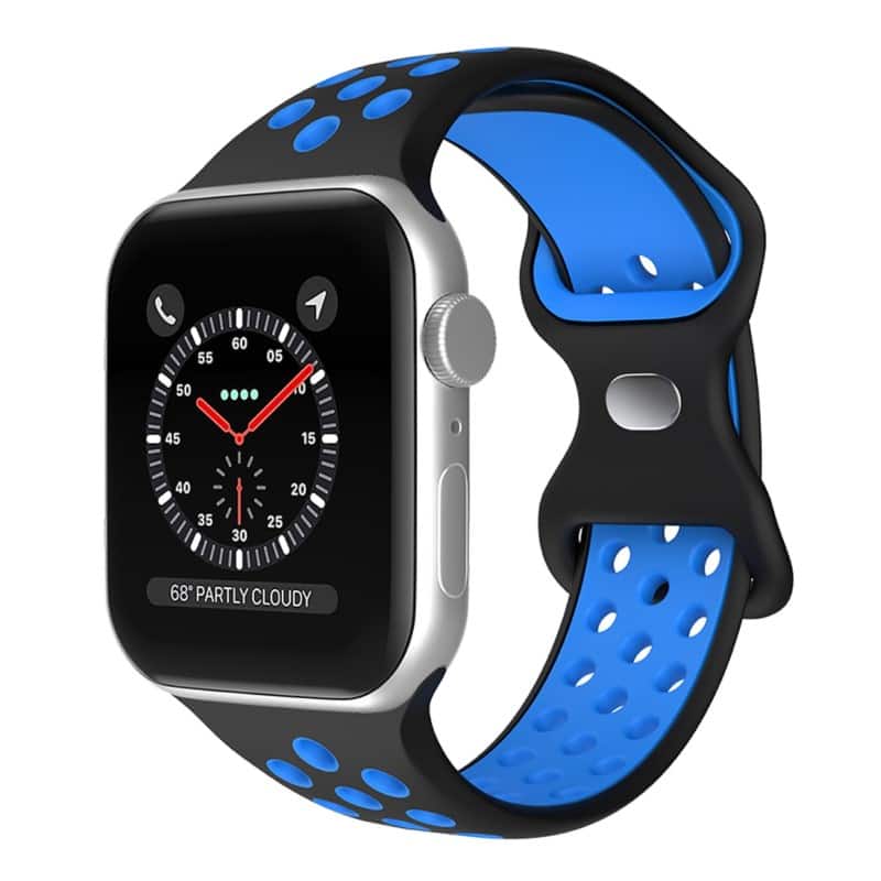 StrapsCo - ColorBlock Active Strap Silicone Rubber Watch Band For Apple Watch - 44mm/45mm/46mm/49mm/Ultra (Medium-Long) - Black & Blue price history on PriceWatchPro