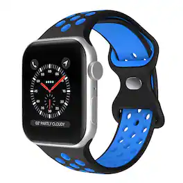 StrapsCo - ColorBlock Active Strap Silicone Rubber Watch Band For Apple Watch - 44mm/45mm/46mm/49mm/Ultra (Medium-Long) - Black & Blue