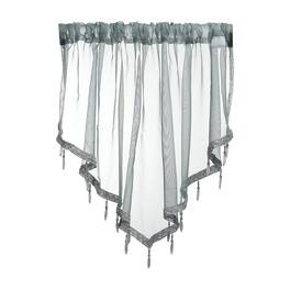 Unique Bargains - Window Valance Curtains, 51x24 Inch, Beaded Triangle, Light Filtering Sheer for Bedroom Bathroom Living Room - Gray