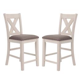 Manhattan Lane - Joss 40 Inch Cottage Wood Counter Height Chair, Set of 2 - Cream, Gray