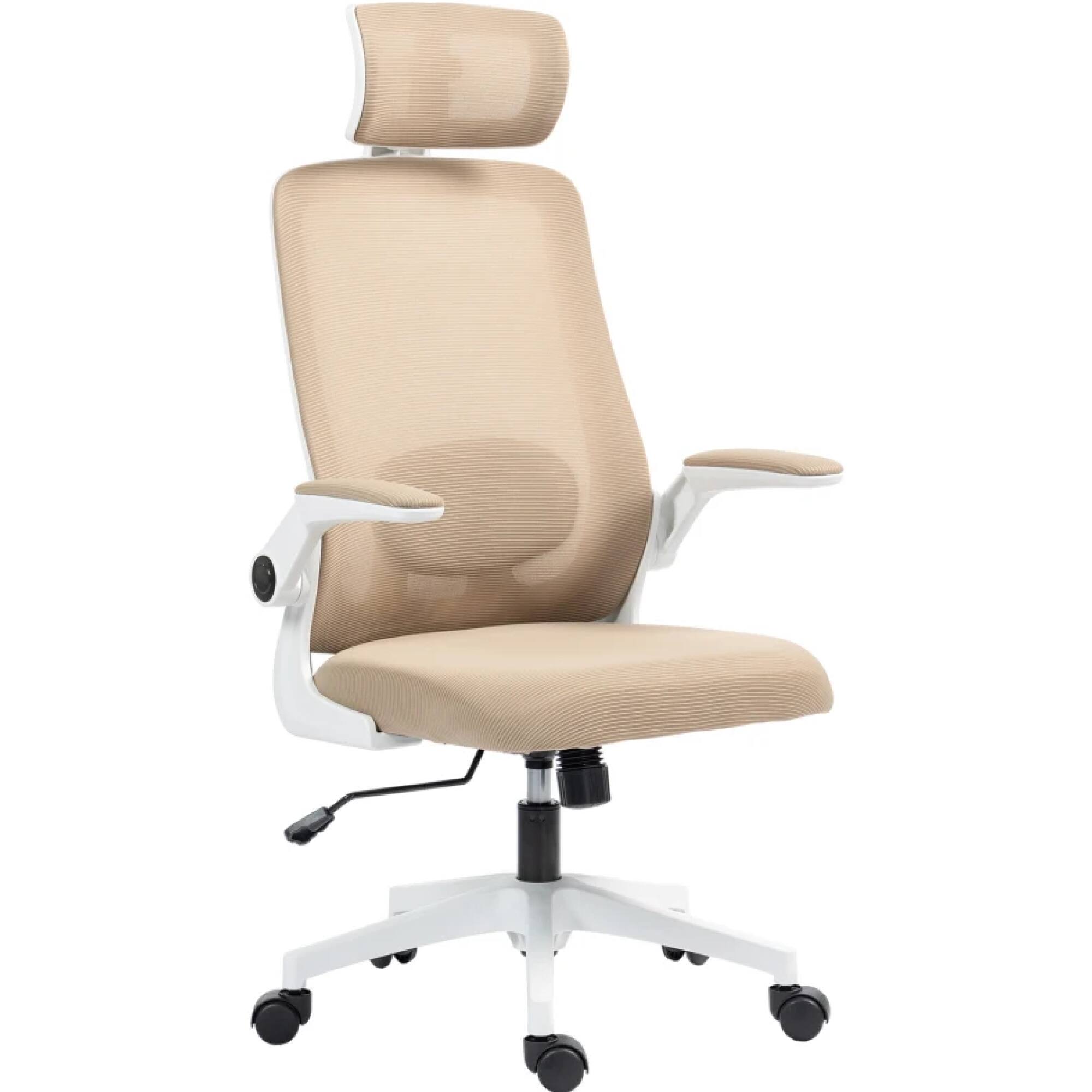 Left. GOODSILO - Ergonomic Mesh Office Chair with Adjustable Headrest, Lumbar Support, and Flip-Up Armrests - Light Khaki.