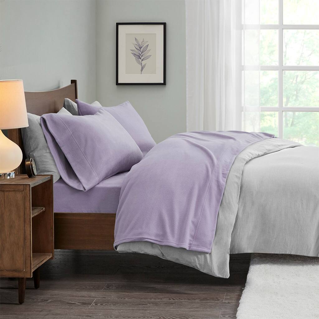 Alt View 1. Gracie Mills - Gracie Mills Lenora Microfleece Cozy Sheet Set - Lavender.