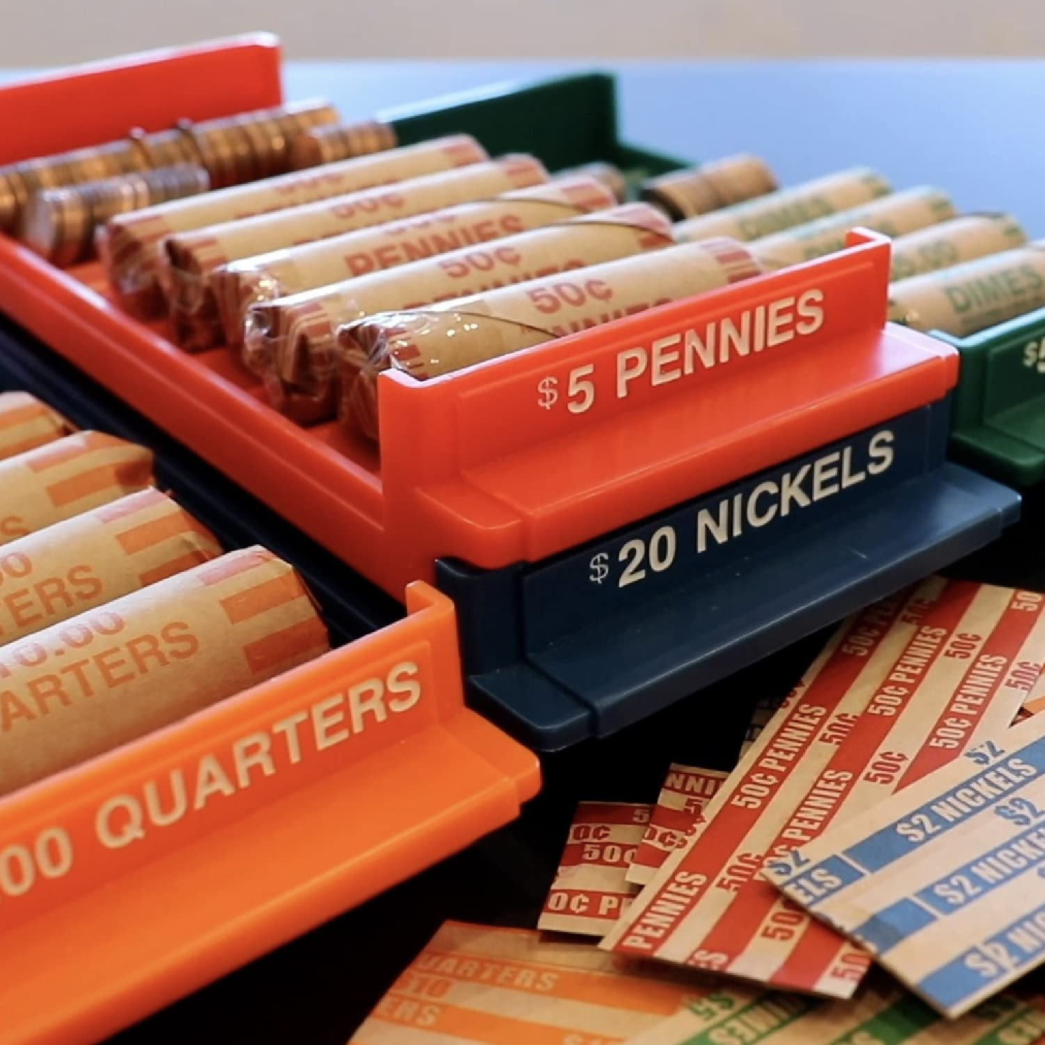 Sure, here is the corrected and grouped text from the image:

- $5 PENNIES
- $20 NICKELS
- $100 QUARTERS
- $50 DIMES
- $50 PENNIES
- $50 NICKELS
- $50 QUARTERS
- $50 PENNIES
- $50 NICKELS
- $50 PENNIES
- $50 QUARTERS
- $50 PENNIES
- $50 NICKELS
- $50 PENNIES
- $50 QUARTERS
- $50 PENNIES
- $50 NICKELS
- $50 PENNIES
- $50 QUARTERS
- $50 PENNIES
- $50 NICKELS
- $50 PENNIES
- $50 QUARTERS
- $50 PENNIES
- $50 NICKELS
- $50 PENNIES
- $50 QUARTERS
- $50 PENNIES
- $50 NICKELS
- $50 PENNIES
- $50