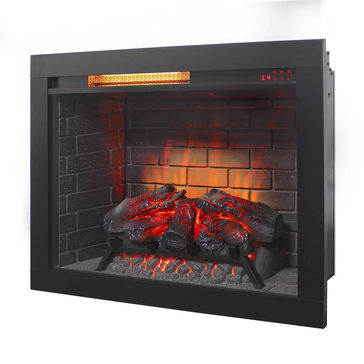 Front. Loheer - Loheer 28 inch infrared electric fireplace Insert with Removable Trim Kit, 1500W Heater, Antique Black - Antique Black.