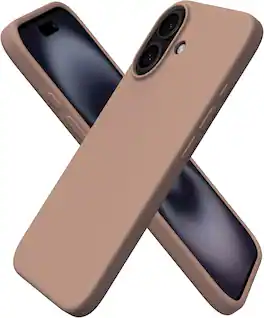 Ornarto - Compatible with iPhone 16 Case 6.1", Liquid Silicone 3 Layers Full Covered Protective Cover - Light Browm