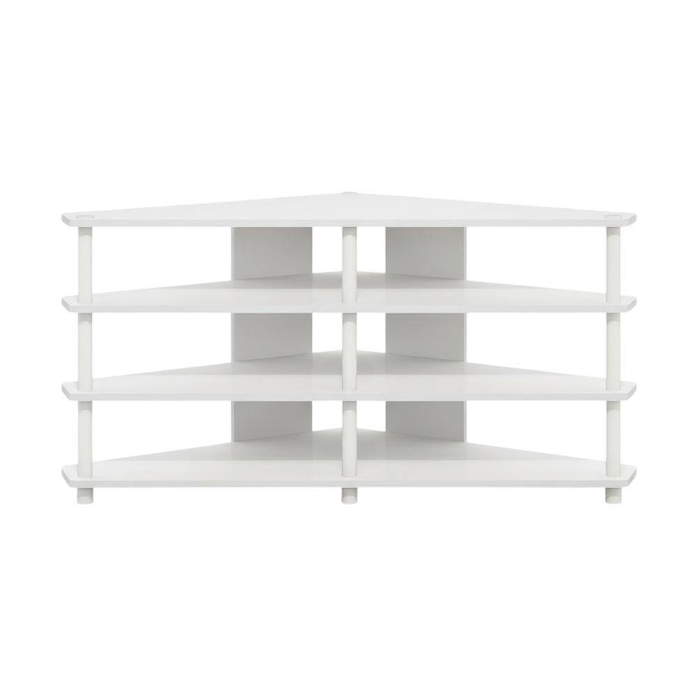 Alt View 3. FurniFact - White 4-Tier Corner TV Stand with Easy Assembly for up to 55-Inch TVs - White.