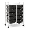 Front. Costway - 10 Drawer Storage Cart Utility Rolling Trolley Kitchen Office Organizer - Black.
