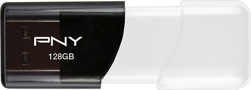  PNY - Attache 128GB USB 2.0 Flash Drive - Black/White