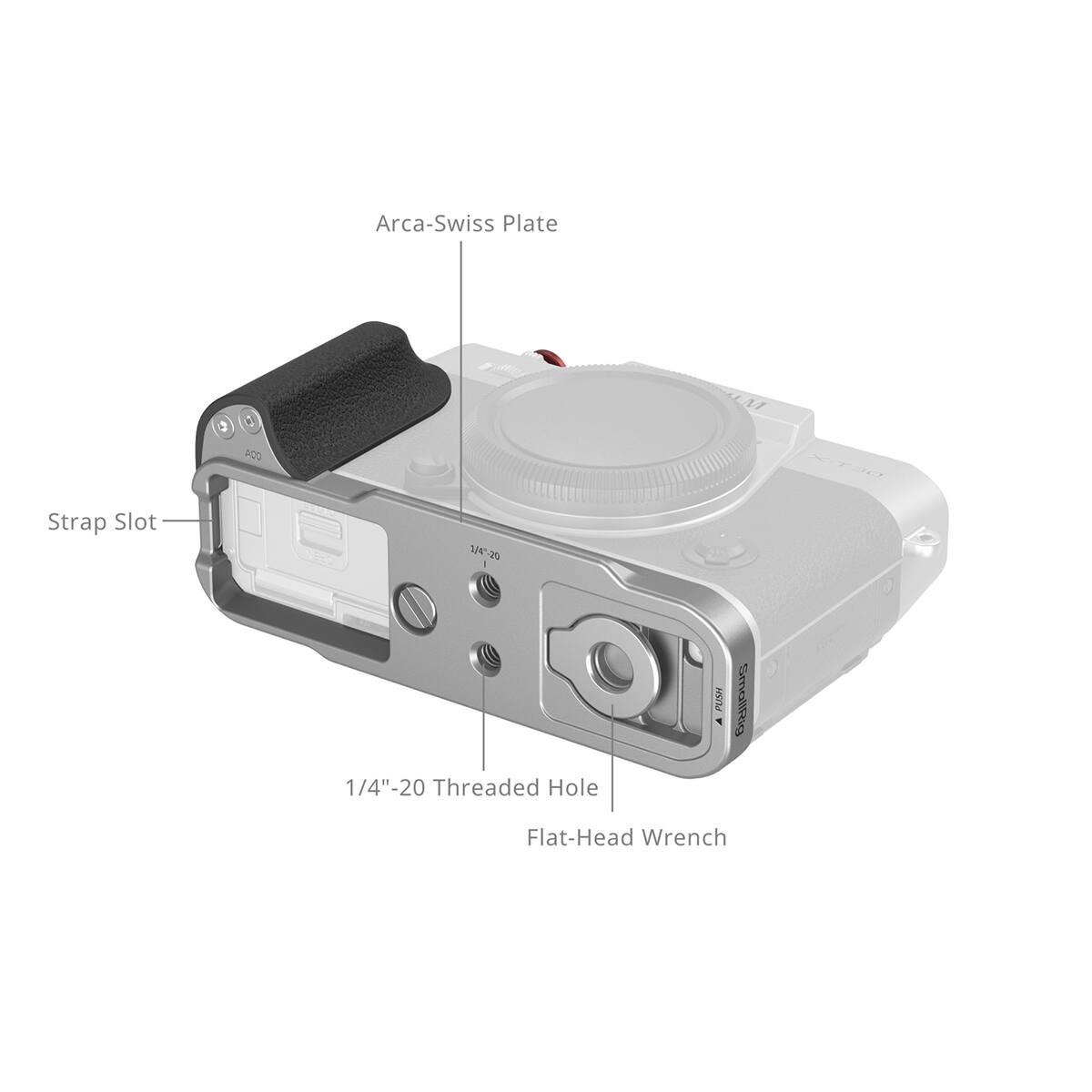 Arca-Swiss Plate  
ACD Strap Slot  
1/4.20 - 1/4"-20 Threaded Hole  
SmallRig Flat-Head Wrench