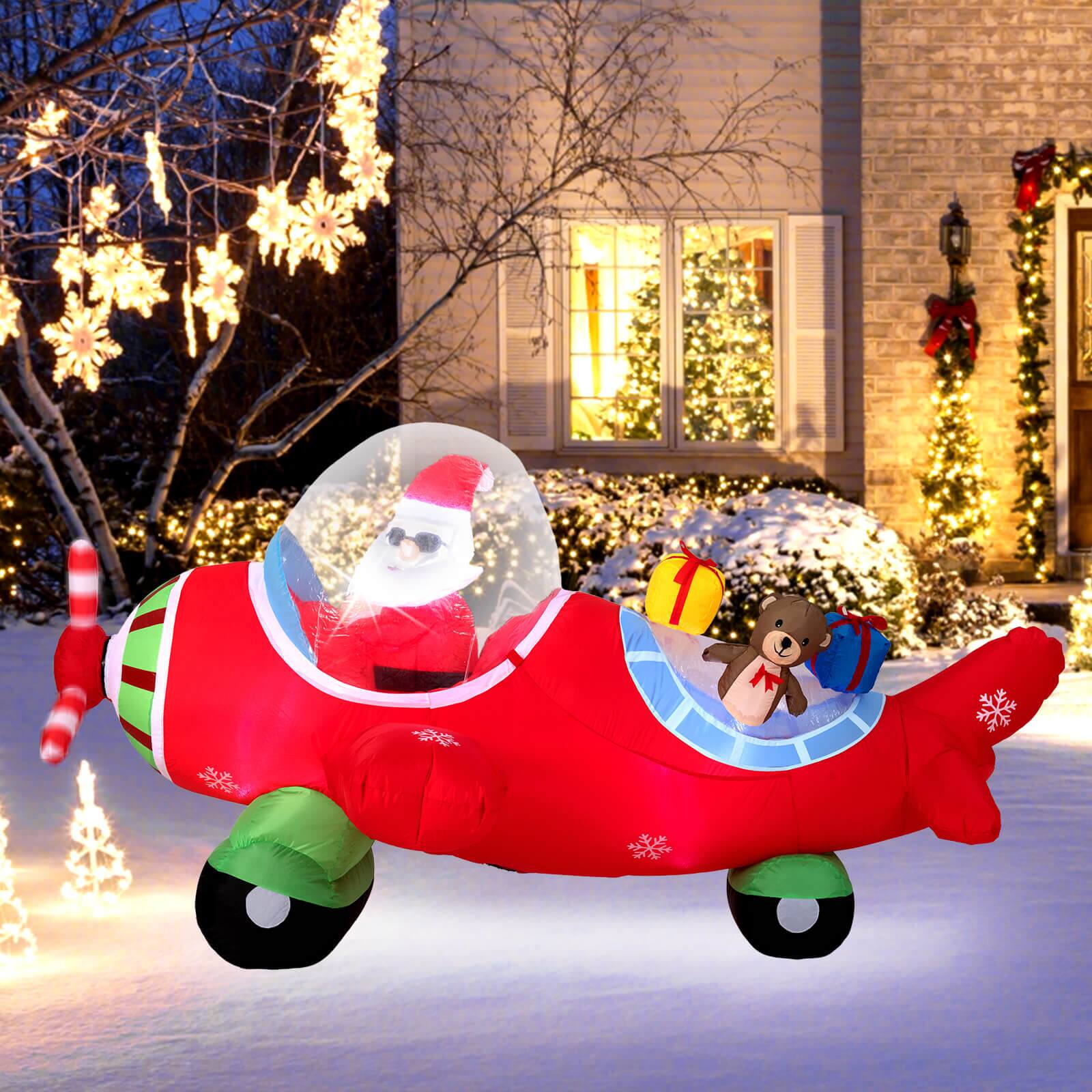 Alt View 3. Costway - Costway 7.2 FT Christmas Inflatables Airplane with Gift Boxes and Built-in LED Lights - Multicolor.