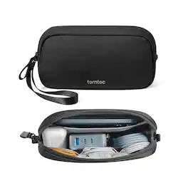 tomtoc - Light-T12 Electronic Accessory Organizer Tech Pouch Cable Bag Travel Case for Cords, Cables, Charger, Small Size - Black