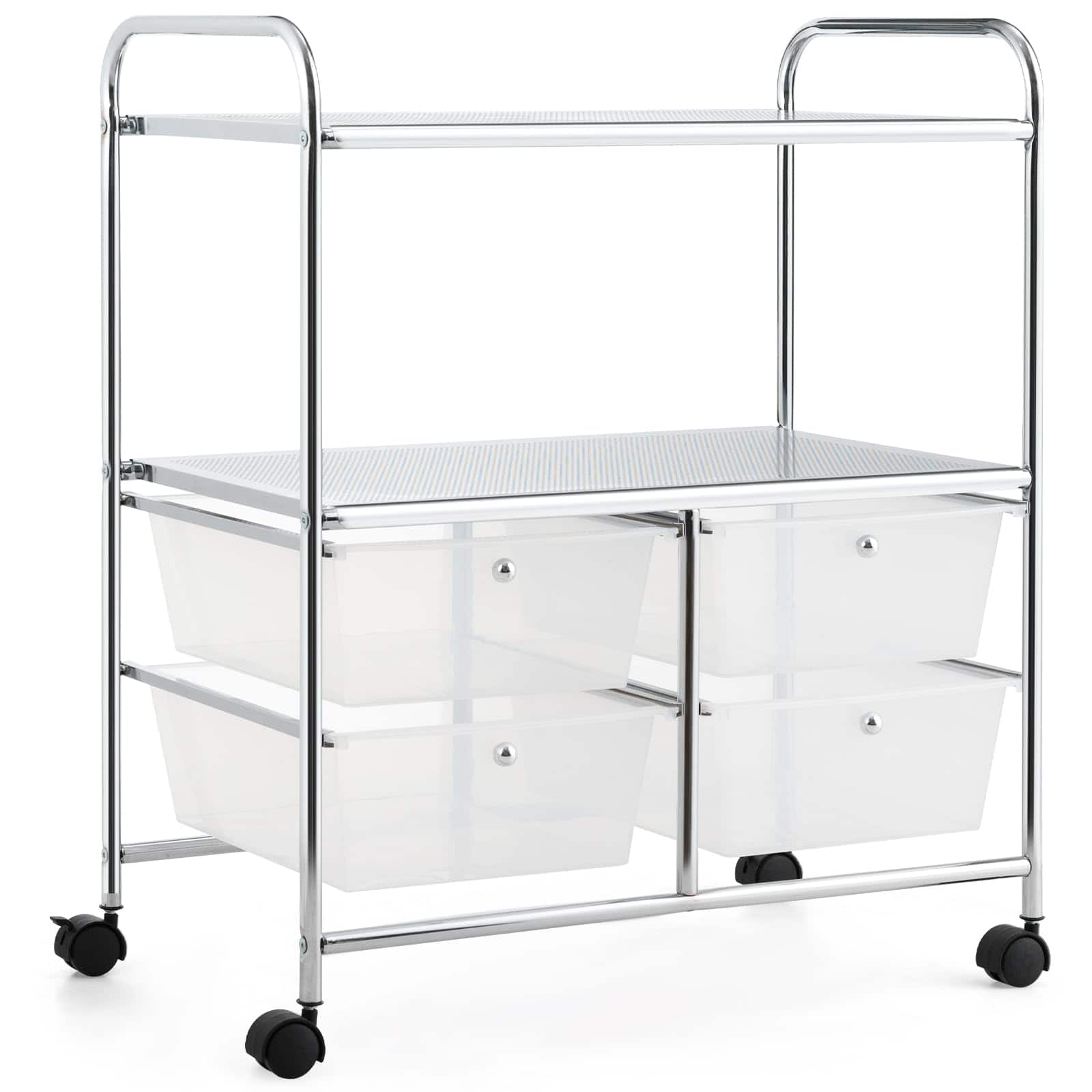 Ecooso - Rolling Storage Cart with 4 Drawers and Shelves, Utility Organizer with Wheels - Transparent