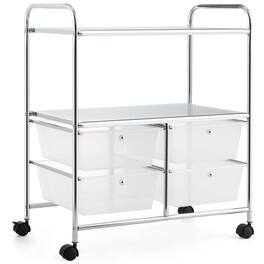 Ecooso - Rolling Storage Cart with 4 Drawers and Shelves, Utility Organizer with Wheels - Transparent