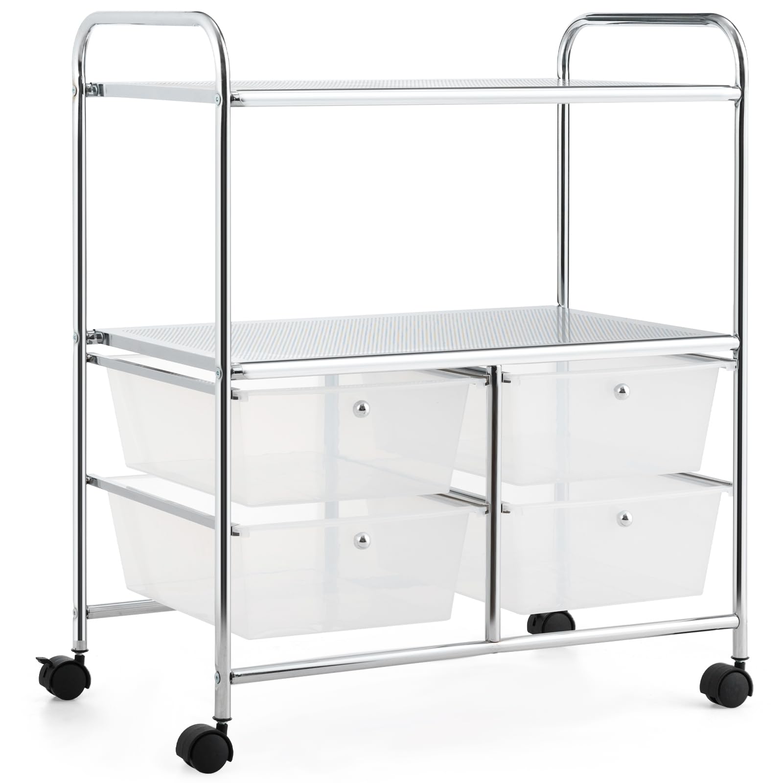Front. Ecooso - Rolling Storage Cart with 4 Drawers and Shelves, Utility Organizer with Wheels - Transparent.