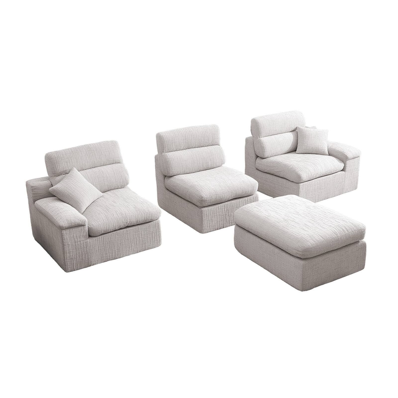 Alt View 1. Anysun - L-Shape Chenille Corner Chaise Sofa with High Backrest - Compressed Sponge, No Assembly for Living Room & Apartment - Light Grey.
