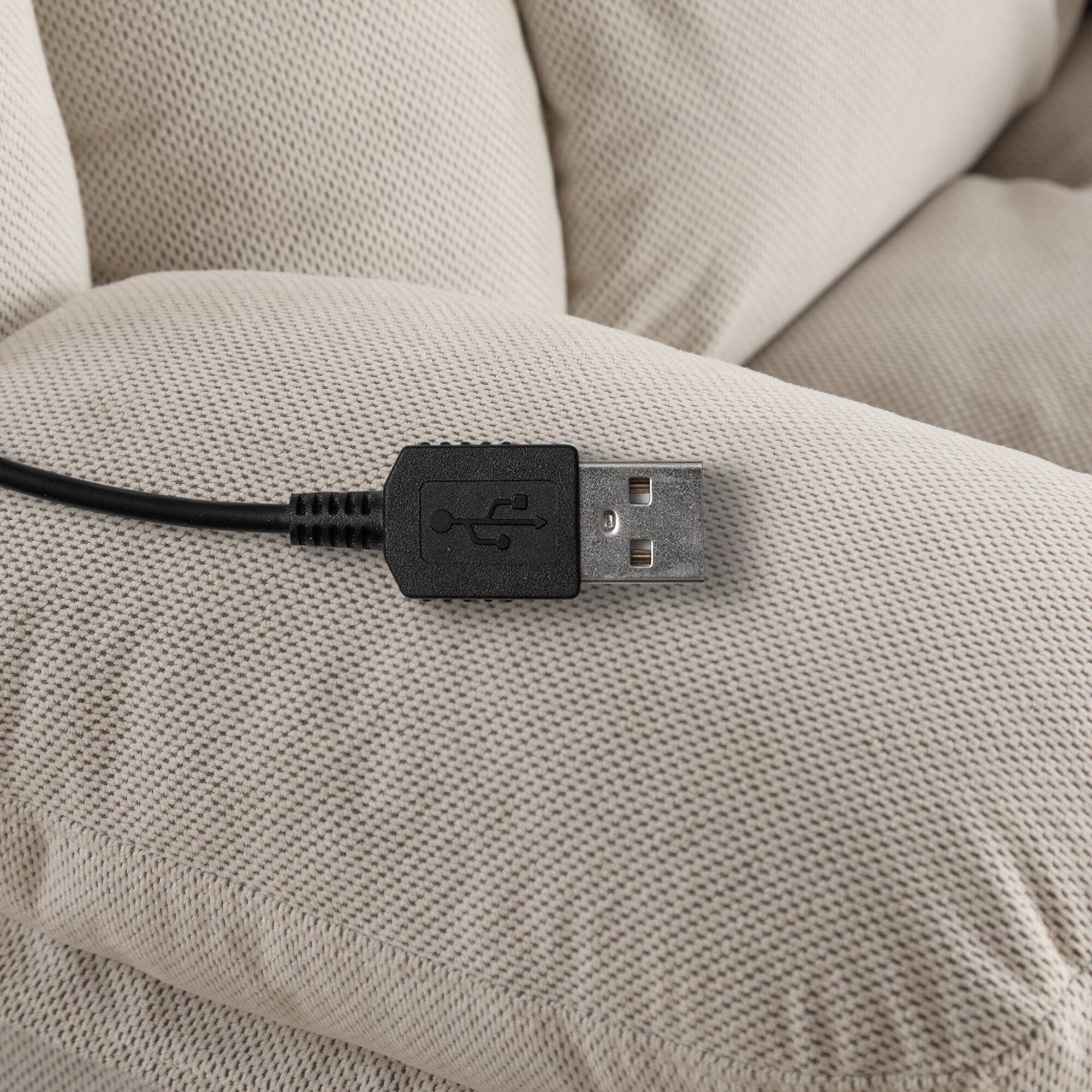 Alt View 10. Boyel Living - Swinging Recliner Massage Heated Sofa with USB and 2 Cup Holders - Beige.