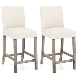 Kadyn - Kitchen Counter Bar Chairs, Bar Stools,Counter Height Bar Stools Set of 2 with Back and Footrest - Beige
