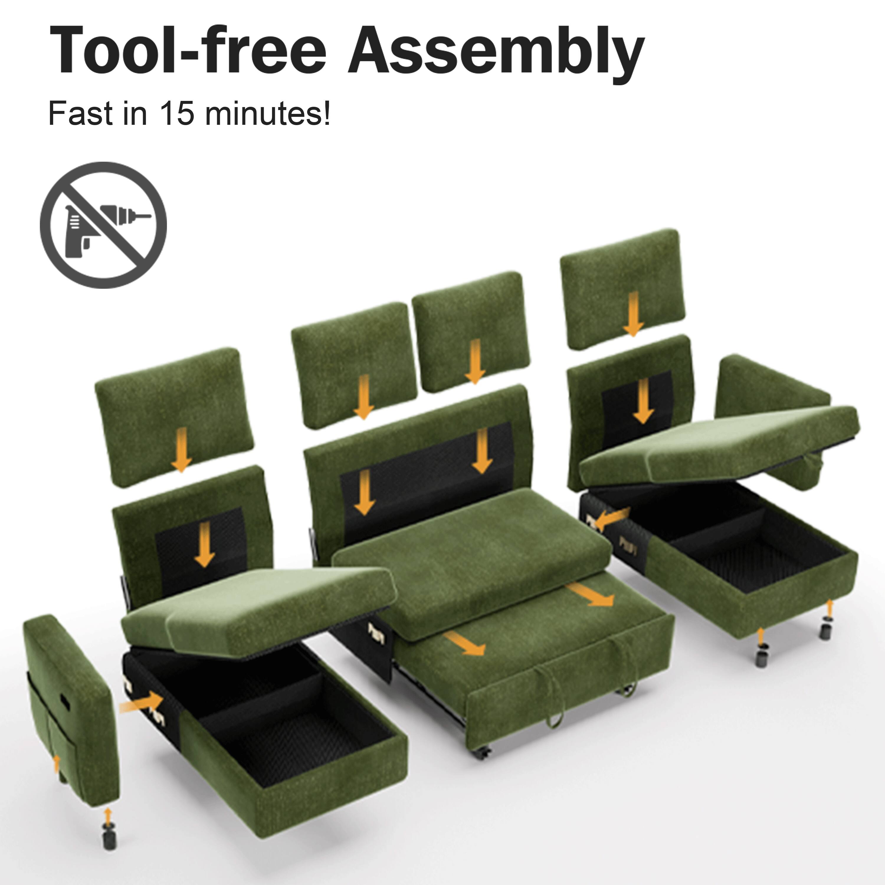 Tool-free Assembly  
Fast in 15 minutes!