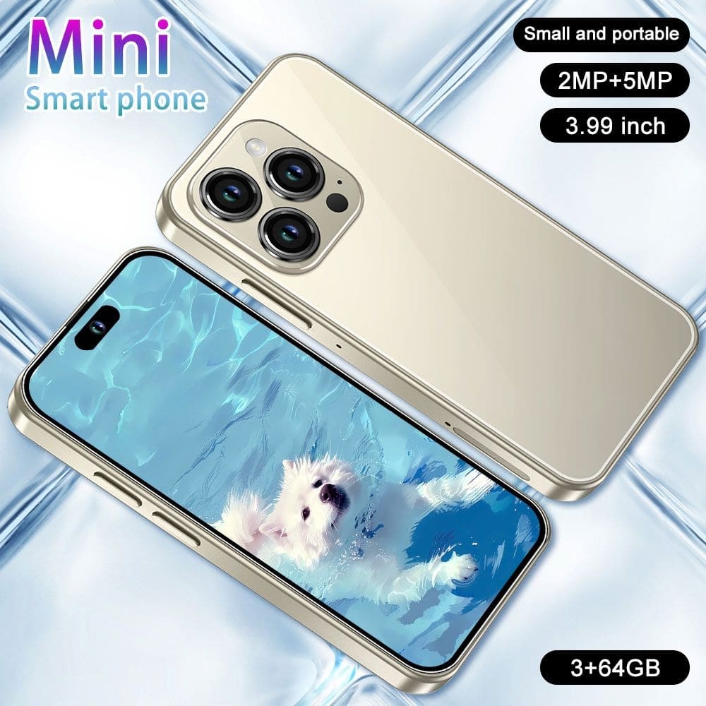 Loheer - Mini Smartphone Unlocked 4.0 Inch Android 4G Child Phone Quad Core 3GB 64GB Dual SIM GPS Face ID - Classic Gold