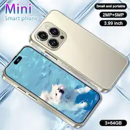 Loheer - Mini Smartphone Unlocked 4.0 Inch Android 4G Child Phone Quad Core 3GB 64GB Dual SIM GPS Face ID - Classic Gold