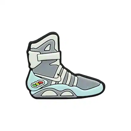Front. Nerd Block - Back To The Future Marty Hightops Enamel Collector Pin - Gray.