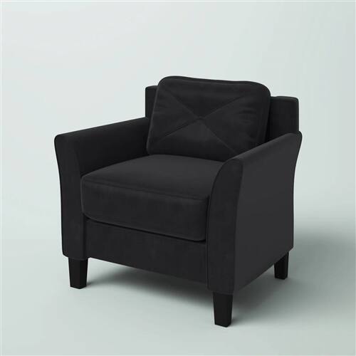 SlickBlue - Soft Microfiber Upholstered Armchair – Tufted Cushion Back Chair for Living Spaces - Black