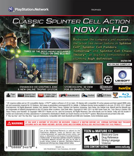 Tom Clancy Splinter Cell Classic Trilogy (PS3) 
