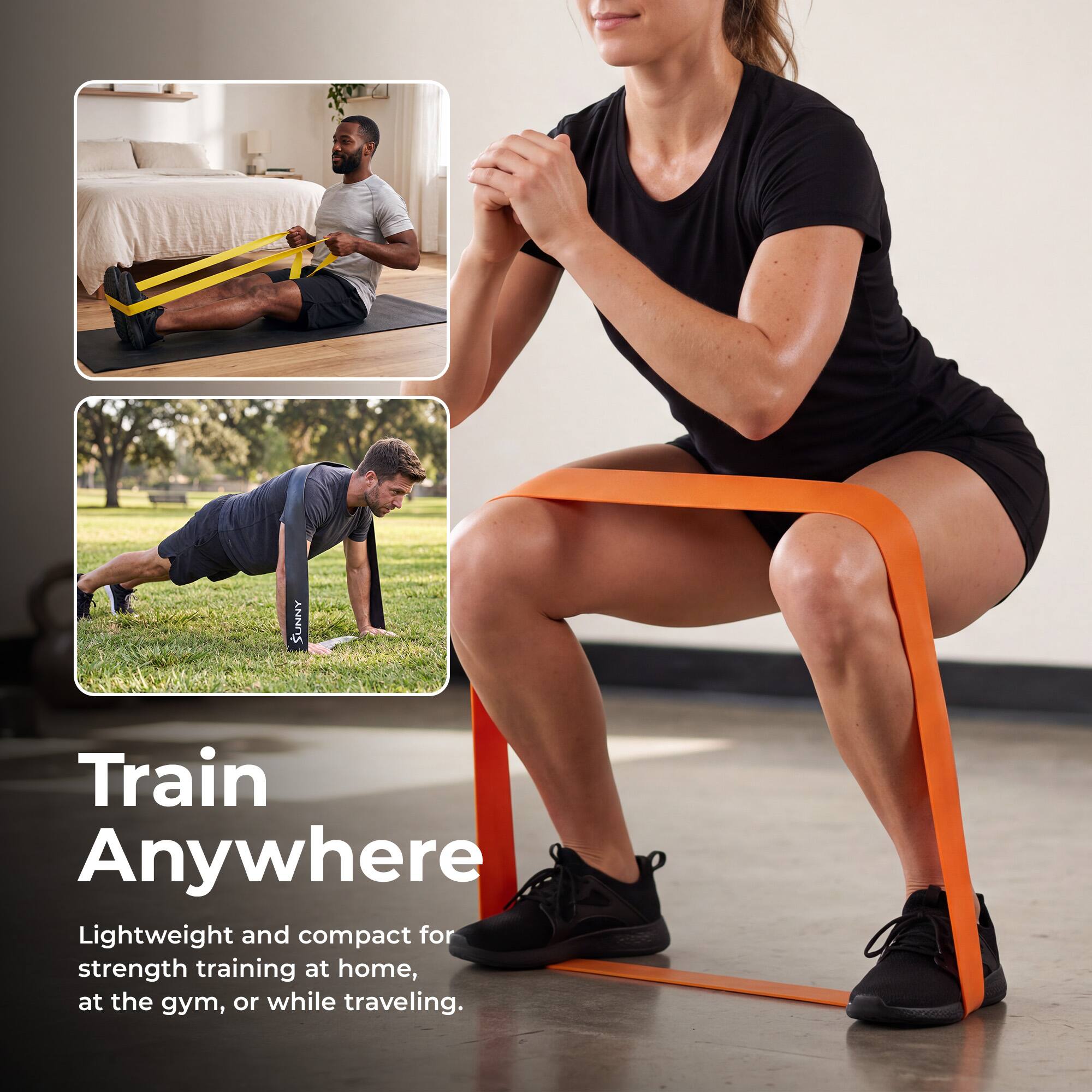 Train Anywhere  
Lightweight and compact for strength training at home, at the gym, or while traveling.