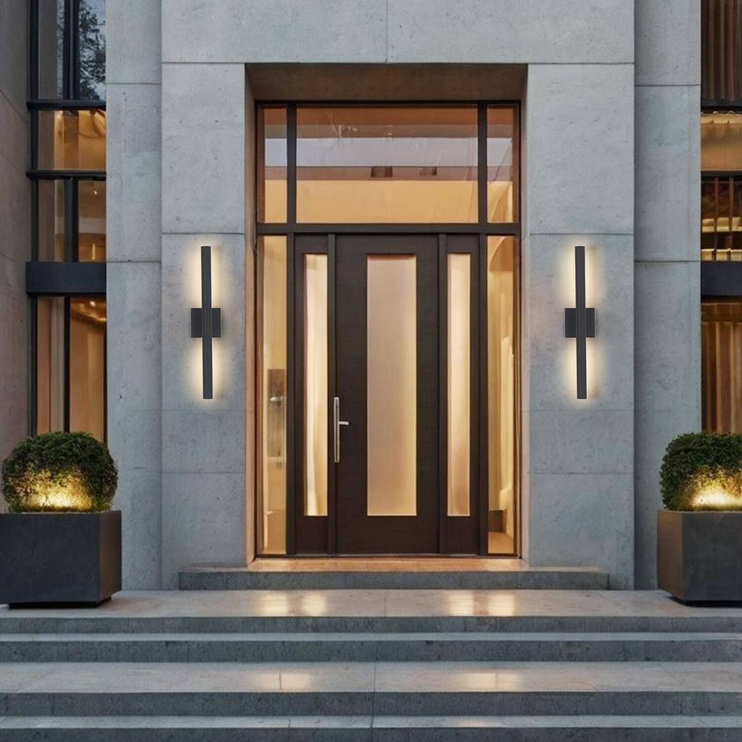 Alt View 2. Umeiluce - Modern Aluminum LED outdoor Wall Light Waterproof Triac Dimming Cylinder Wall Sconces - Matte black.